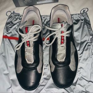 Prada Calzature Uomo Black Silver Moro Sneakers